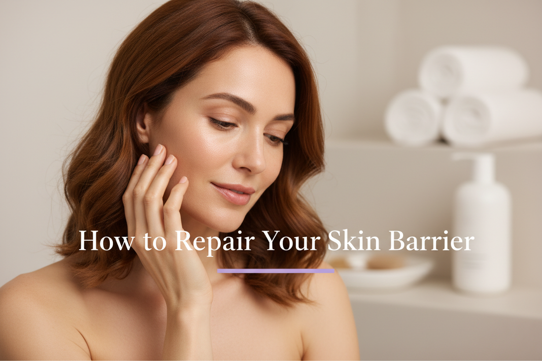 Woman with glowing skin touching her cheek — How to Repair Your Skin Barrier guide by Glowarua