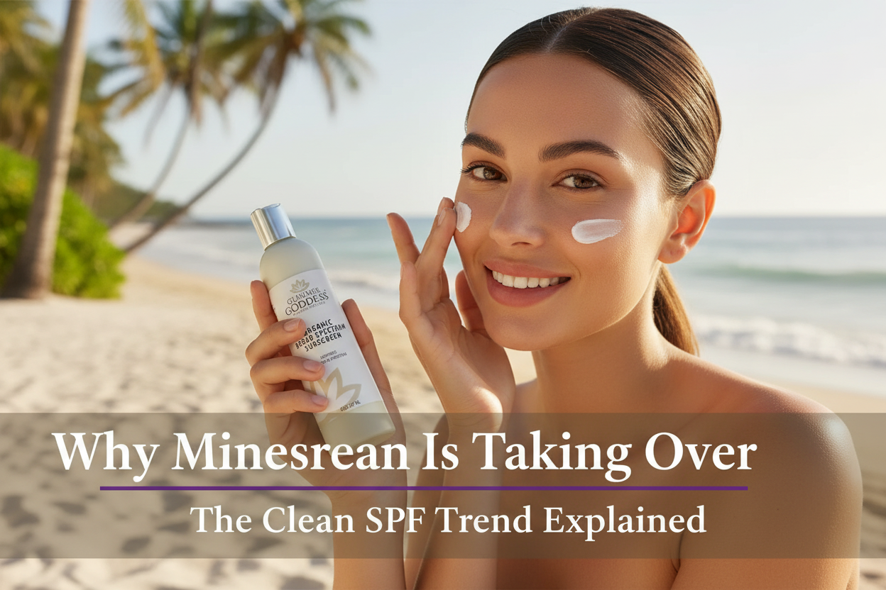 Woman applying reef-safe mineral sunscreen outdoors — Glowarua Organic Sunscreen SPF 40+ with Non-Nano Zinc Oxide