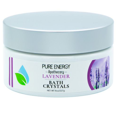 Jar of Pure Energy Apothecary Lavender Bath Crystals on a white background