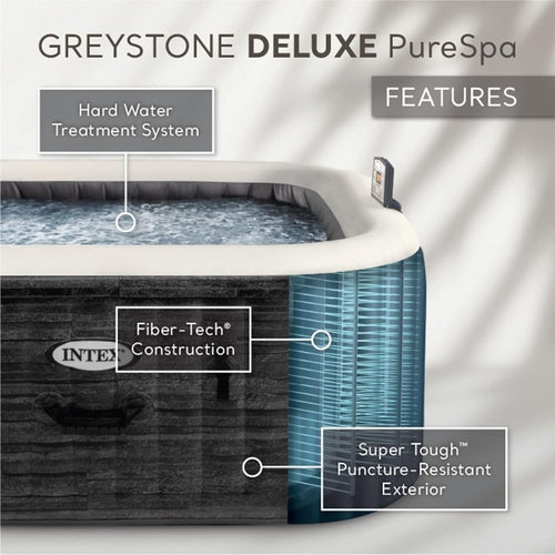 “Greystone Inflatable 4-Person Hot Tub Spa Kit – Portable Fiber-Tech Jacuzzi with Maintenance Kit”