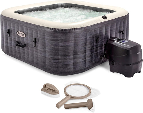 “Greystone Inflatable 4-Person Hot Tub Spa Kit – Portable Fiber-Tech Jacuzzi with Maintenance Kit”