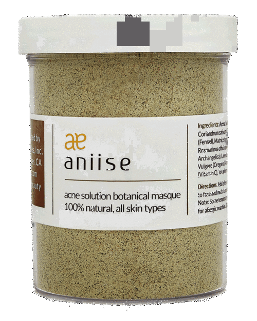 "Aniise botanical acne mask jar with natural herbal powder"