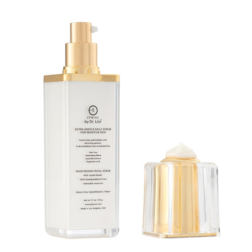 Gentle Daily Facial Scrub for Sensitive Skin – Hydrating Aloe Vera & Hyaluronic Acid Cleanser with Biodegradable Jojoba Beads