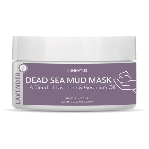 Dead Sea Mud Mask jar with lavender scent on a white background