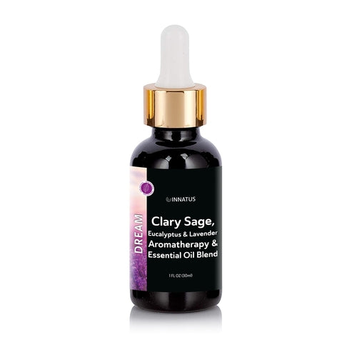 Innatus Clary Sage, Eucalyptus & Lavender aromatherapy essential oil blend bottle on a white background