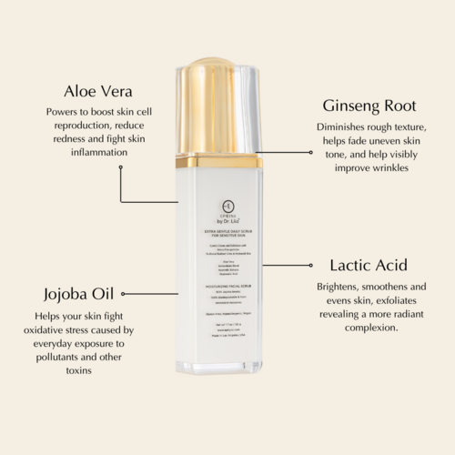 Gentle Daily Facial Scrub for Sensitive Skin – Hydrating Aloe Vera & Hyaluronic Acid Cleanser with Biodegradable Jojoba Beads