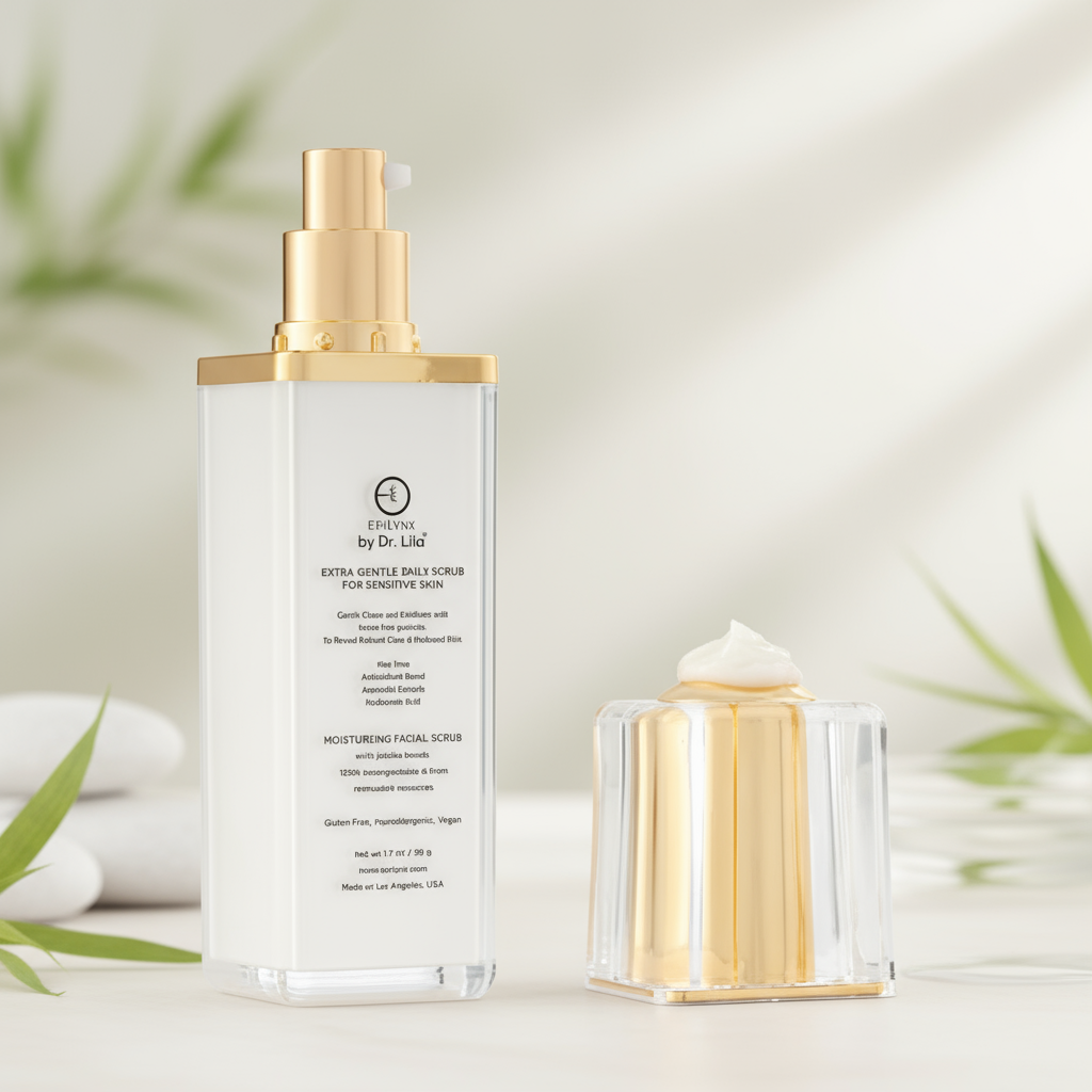 Gentle Daily Facial Scrub for Sensitive Skin – Hydrating Aloe Vera & Hyaluronic Acid Cleanser with Biodegradable Jojoba Beads