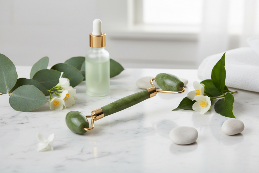 Natural Jade Stone Facial Roller - Lymphatic Drainage Massager