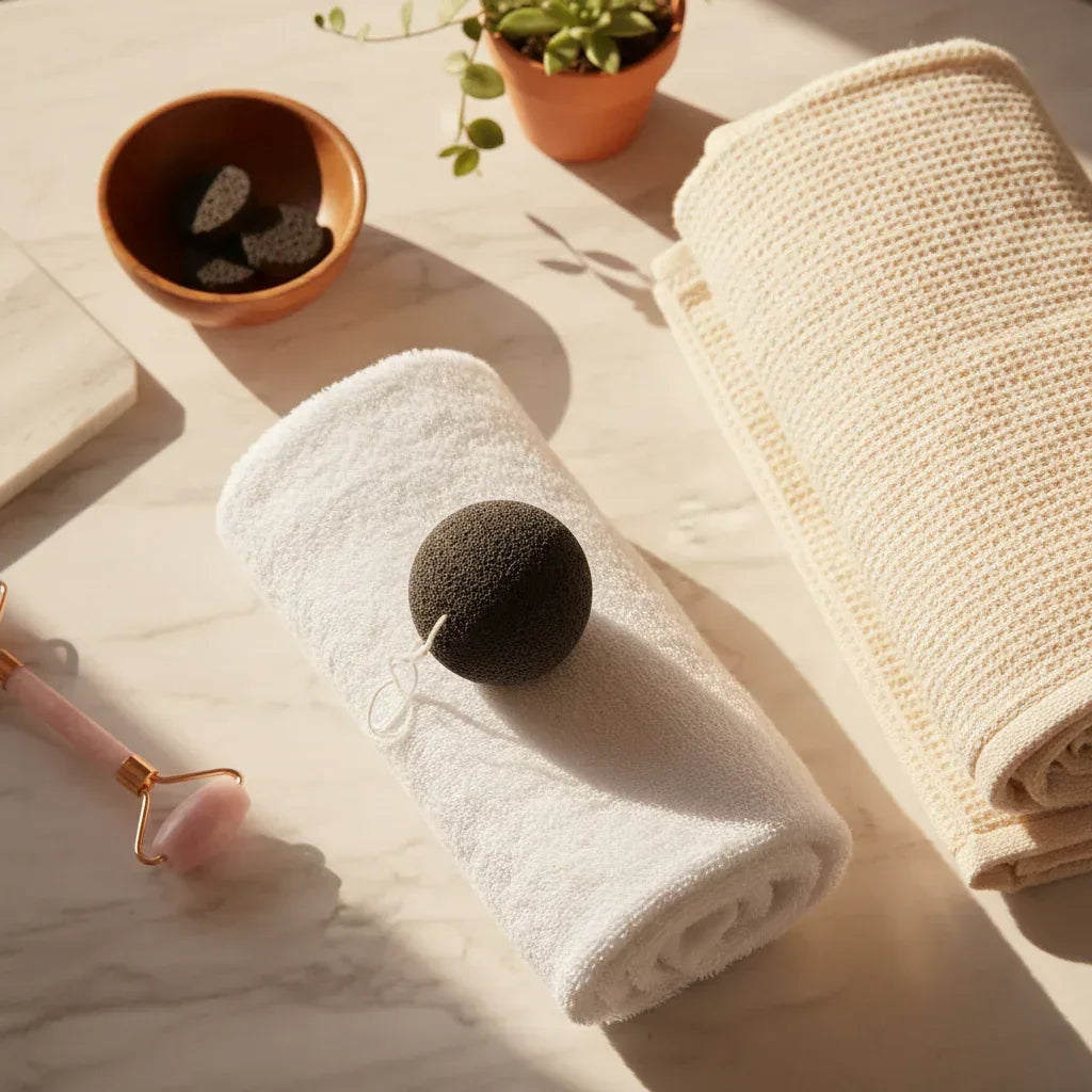 Japanese Charcoal Konjac Facial Sponge – Natural Exfoliating & Deep Pore Cleansing - Glowarua