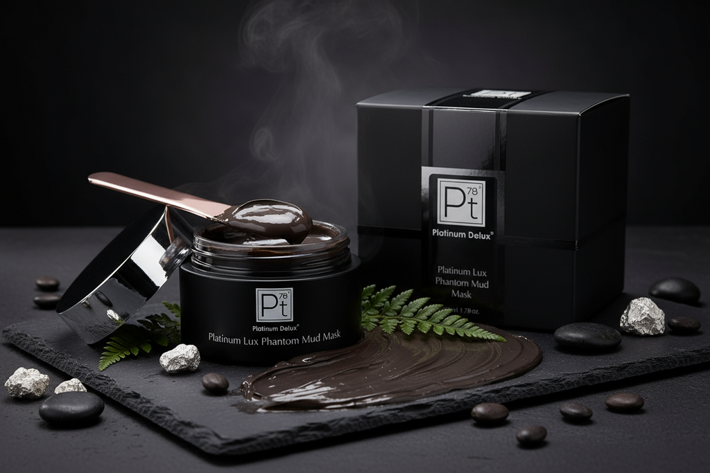 “Platinum Lux Phantom Mud Mask – Anti-Aging & Detoxifying Skincare with DMAE & Collagen”