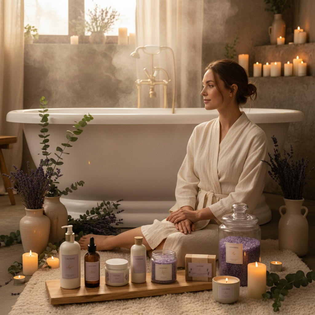 Premium Lavender Spa Gift Basket Lifestyle