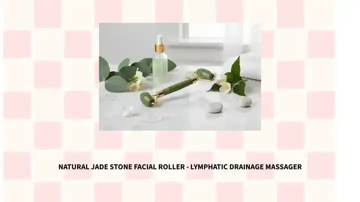 Natural Jade Stone Facial Roller - Lymphatic Drainage Massager - Glowarua