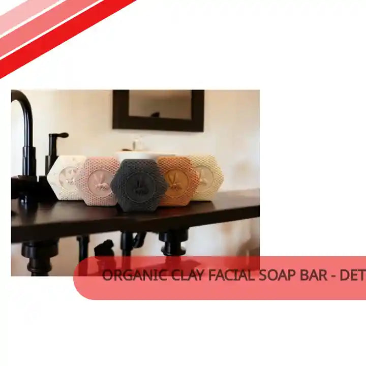 Organic Clay Facial Soap Bar - Detoxifying Natural Face Cleanser with Kaolin &amp; French Clay by@Outfy