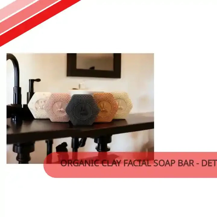 Organic Clay Facial Soap Bar - Detoxifying Natural Face Cleanser with Kaolin & French Clay - Glowarua