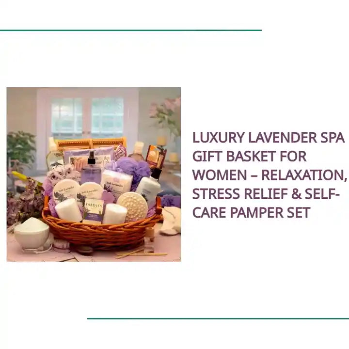 Luxury Lavender Spa Gift Basket for Women &ndash; Relaxation, Stress Relief &amp; Self-Care Pamper Set by@Outfy
