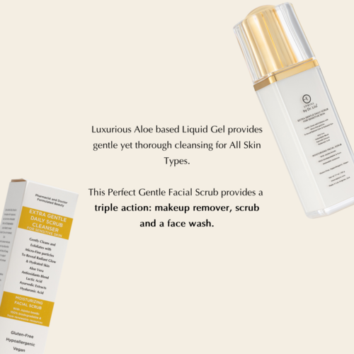 Gentle Daily Facial Scrub for Sensitive Skin – Hydrating Aloe Vera & Hyaluronic Acid Cleanser with Biodegradable Jojoba Beads