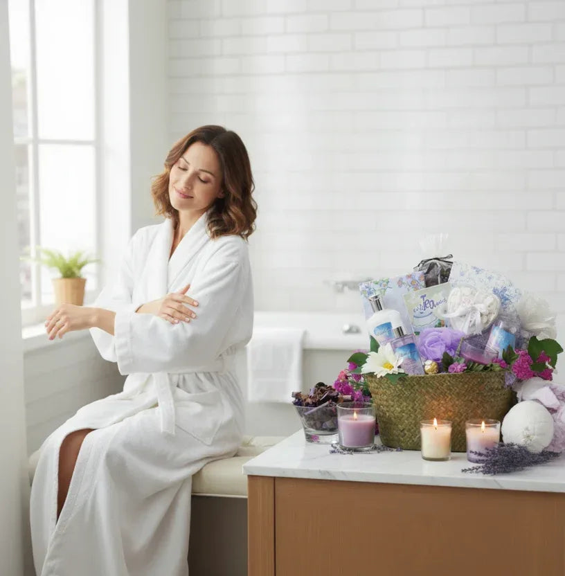 Lavender Spa Gift Assortment – Luxury Relaxation Basket for Women - Glowarua